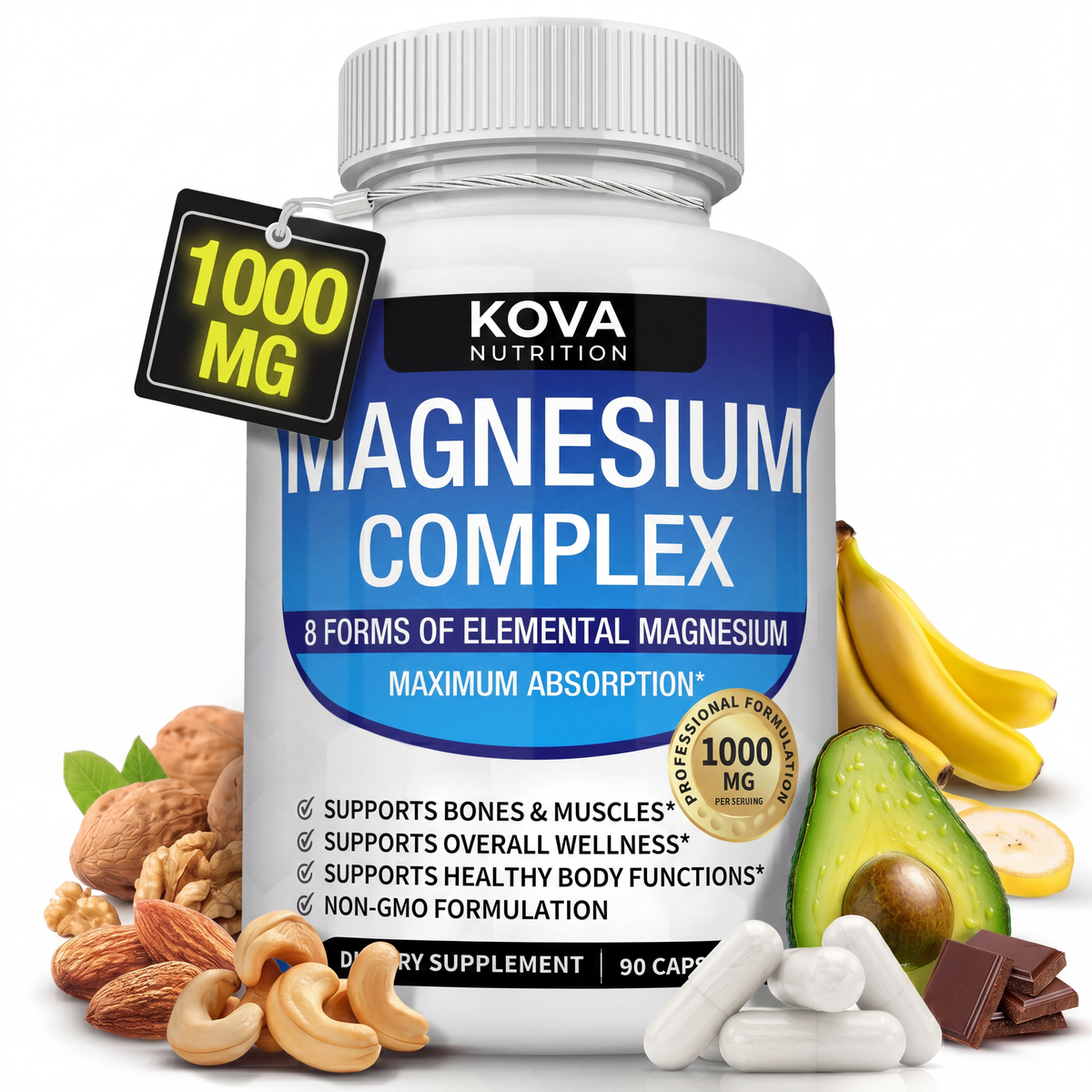 Kova Nutrition Magnesium Complex — 1000 mg, 8 forms, 90 capsules