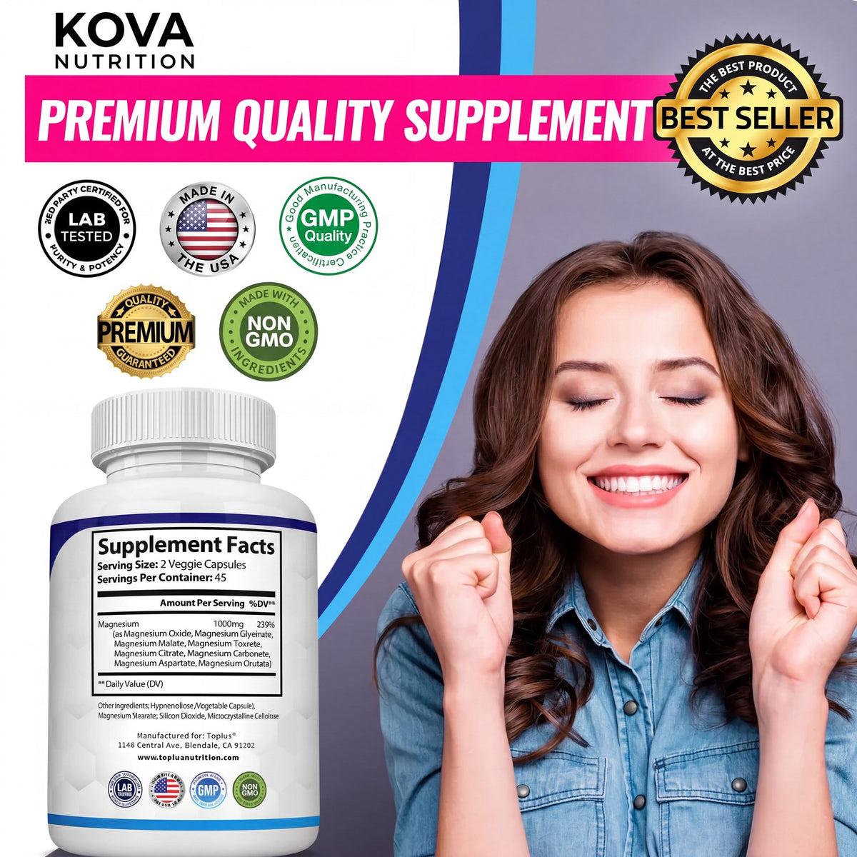 Kova Magnesium Complex Supplement Facts ingredient label