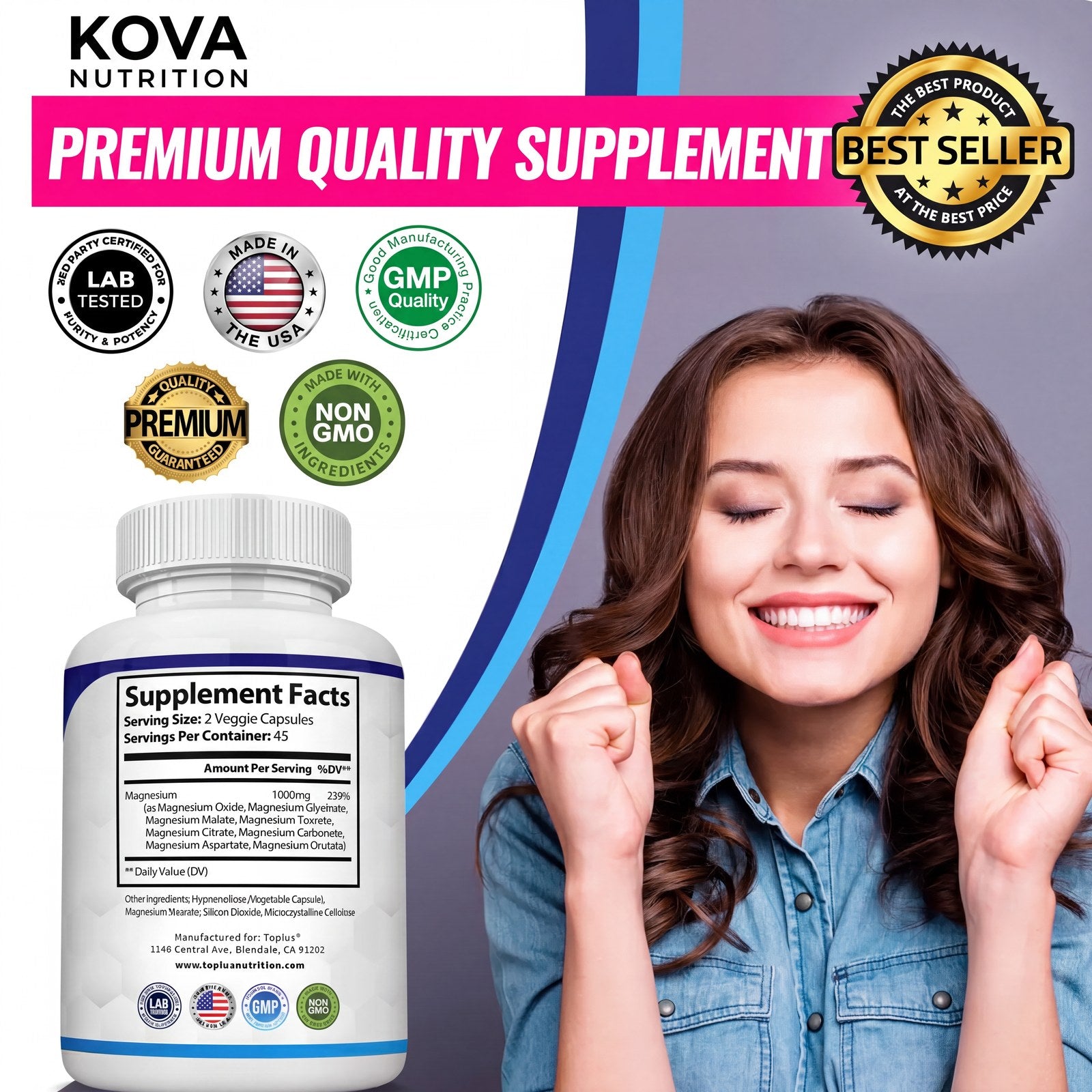 Kova Magnesium Complex Supplement Facts ingredient label
